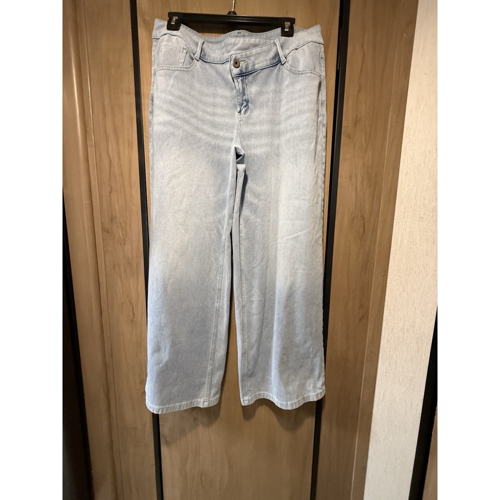 Halara Flex High Waisted Tummy Control Wide Leg Casual Jeans Sz L Stretch